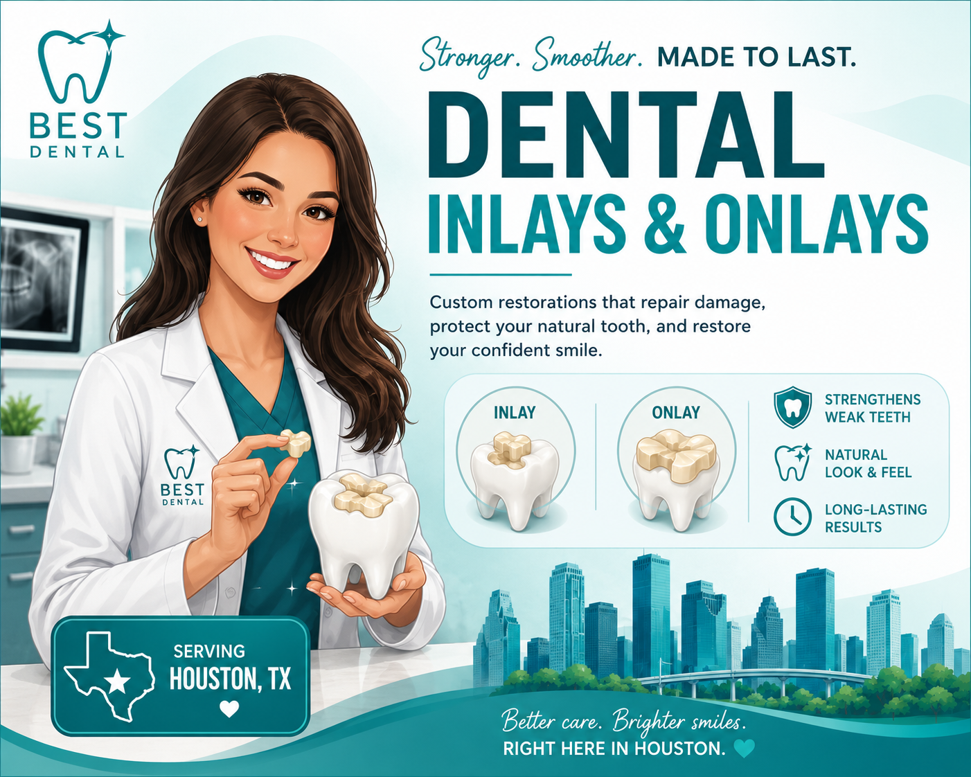 Porcelain inlay or onlay procedure at Best Dental Richmond TX for Houston patients