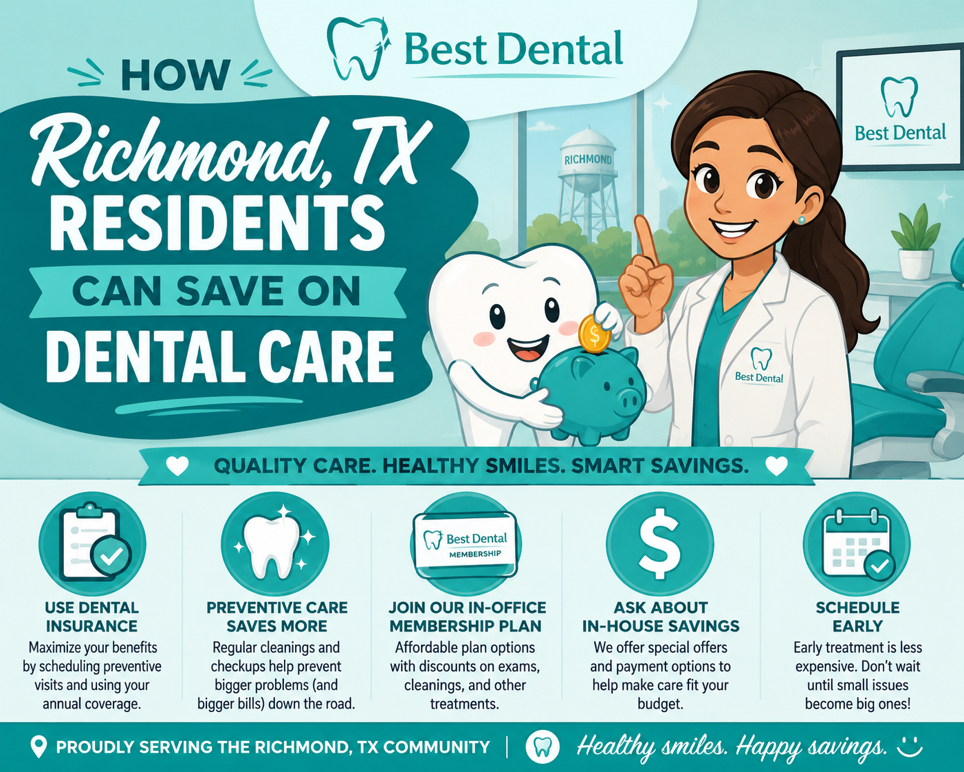 Richmond TX dental patient reviewing transparent dental pricing and savings strategies at Best Dental