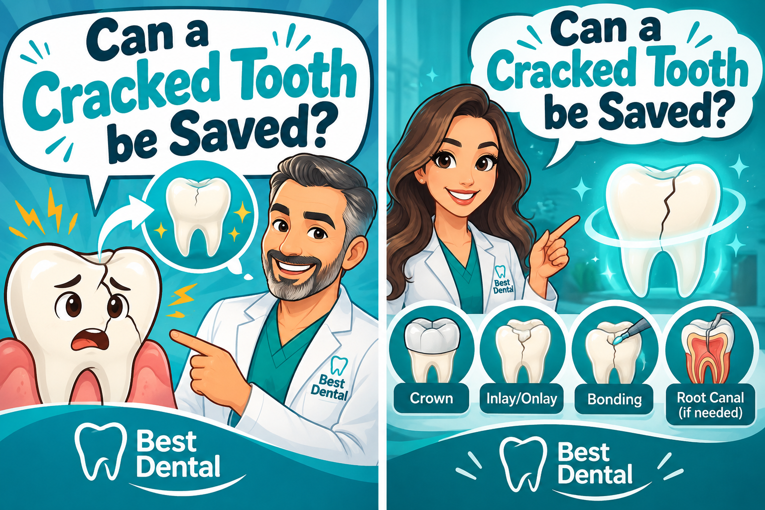 Dr. Sonny Naderi at Best Dental pointing to a cracked tooth — Can a cracked tooth be saved?